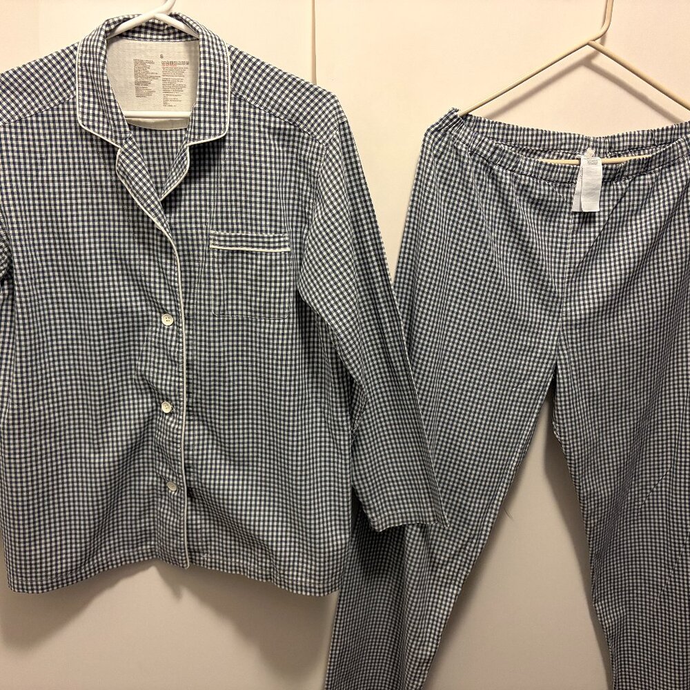 Muji Women Gingham Plaid Cotton Pajamas